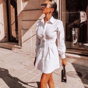 White Tunic Shirt with Corset Detail